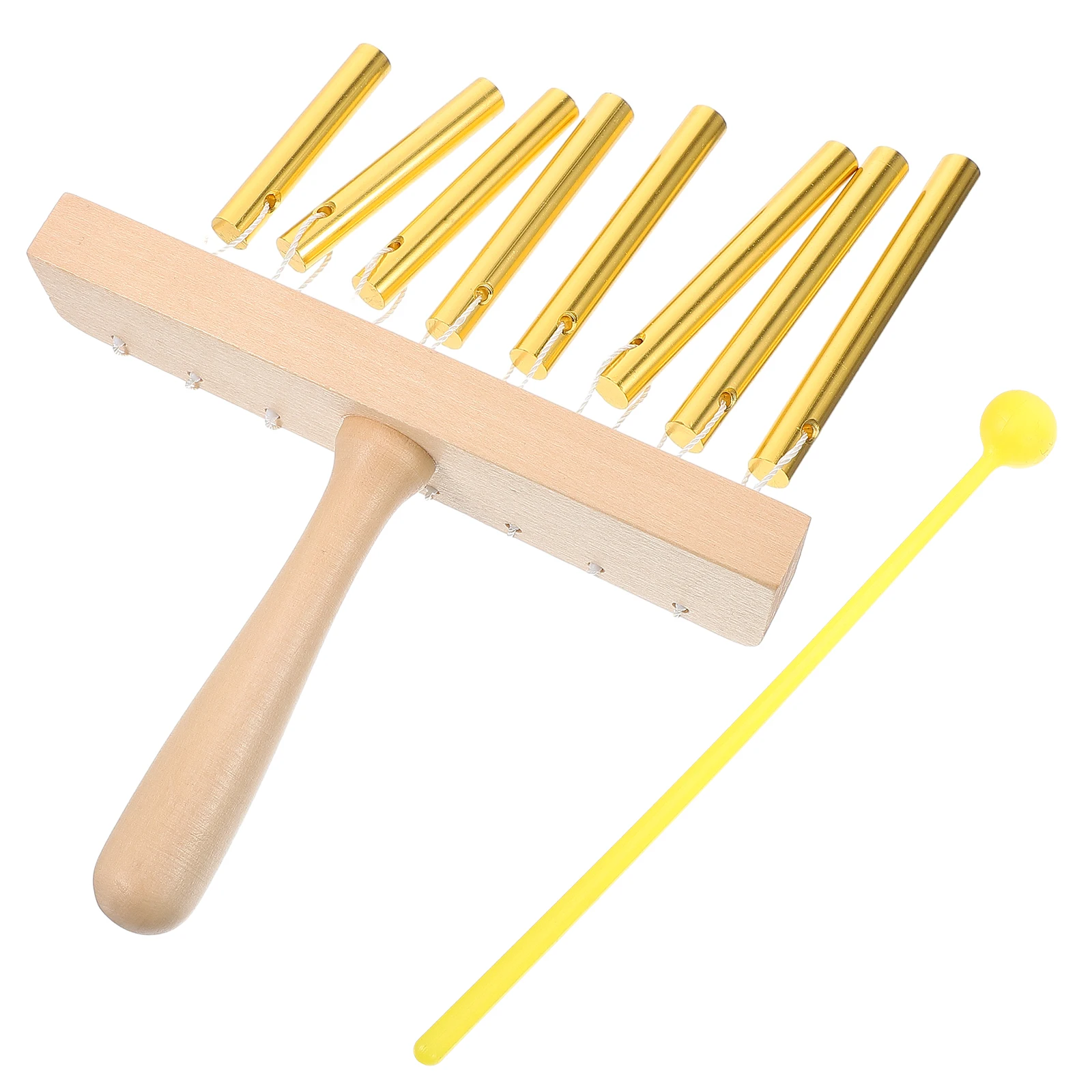 

8-Tone Wind Chimes With Mallet Stainless Steel Wood Desktop Percussion Instrument Beginner Kids Durable Rustproof Home