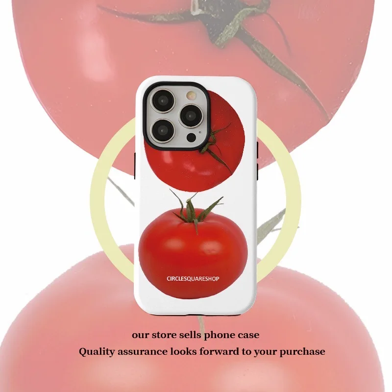 

INS KOREAN Red Tomato Cartoon Case for IPHONE 16 ProMax 15 14 13 12 11 PRO 16 Plus Acrylic TPU Two in One Magnetic Phone Cases