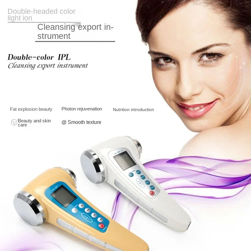 จัดส่งฟรี Double-Headed สี Light Ion ส่งออกทําความสะอาดผิวหน้าอัลตราโซนิกลดไขมันความงาม Photon IPL อุปกรณ์