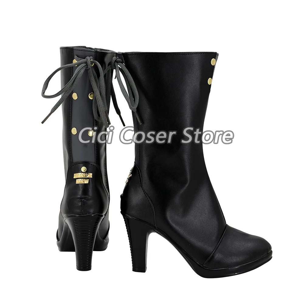 Anime Game Wuthering Waves Sanhua Cosplay Shoes Customized Women Men Halloween Party Carnival San Hua Role Play Black Boots