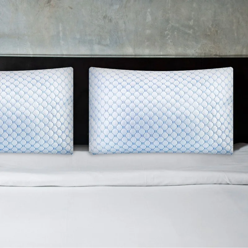 2 Stuks Queen Size Cooling Memory Foam Kussen Gel Doordrenkt Geventileerd Zacht Bed Kussen Voor Neksteun Comfortabele Slaap