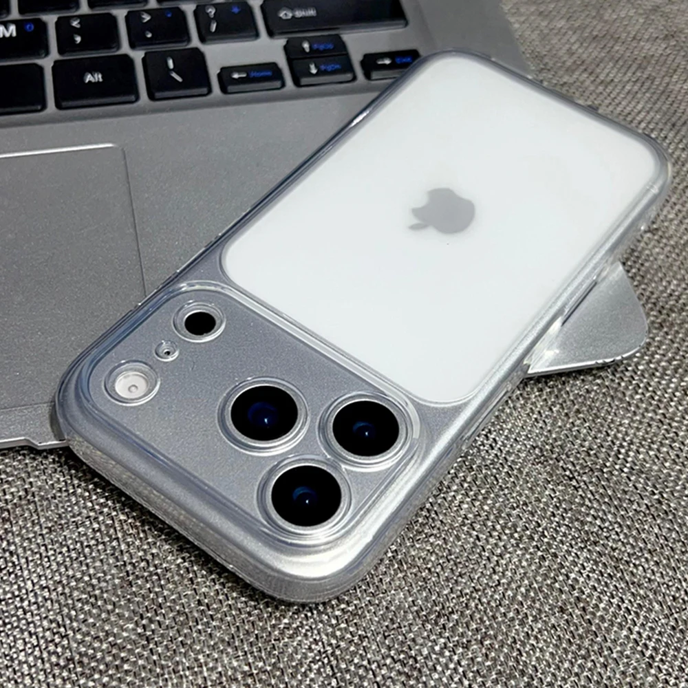 Funda Transparente Ultrafina Esmerilada para iPhone 17 Pro Max 16 15 14 12 11 13 XS XR X 7 8 Plus con Ventana Grande