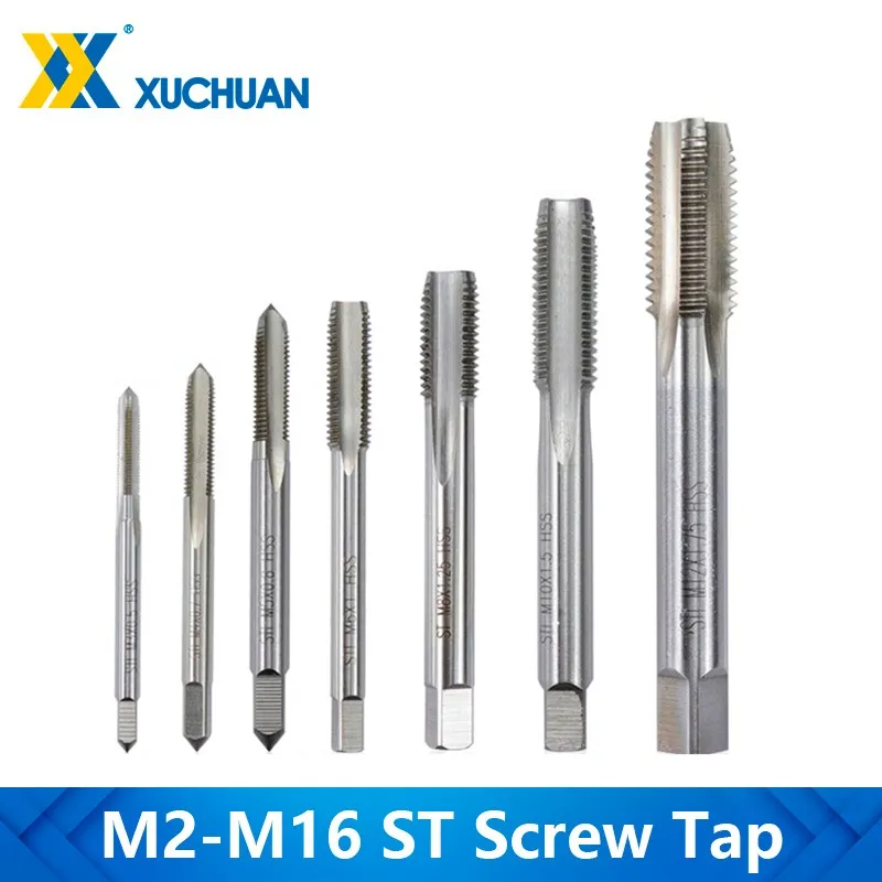 Screw Tap M2-M16 Machine Plug Tap HSS Right Hand ST Thread Tap Straight Slot Metric Tapping Tools