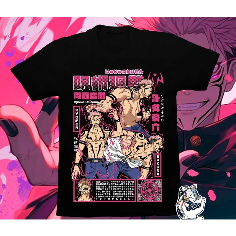Jujutsu Kaisen Camiseta de manga corta para hombre, camiseta de verano Fushiguro Megumi Gojo Satoru Tiger Stick Hisahi, ropa circundante