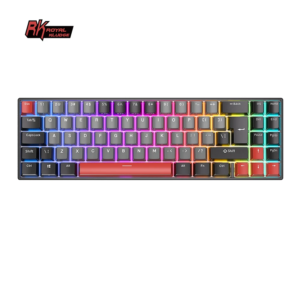 royal kludge 24g sem fio iso layout teclado mecanico rgb retroiluminado teclado de jogos permutavel quente pbt keycap personalizado rk71 01