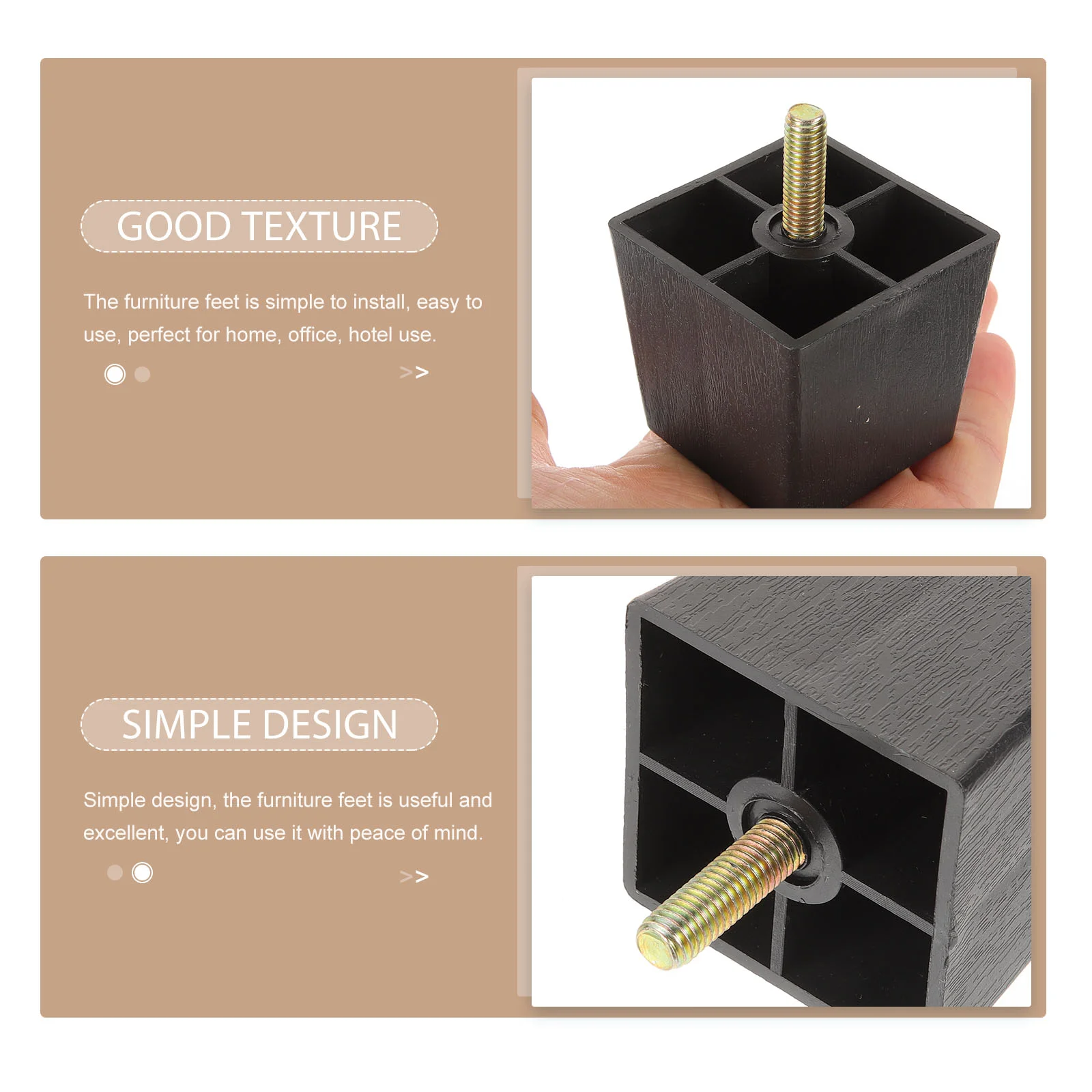 4 Pcs Rubber Plastic Sofa Legs Furniture Components Bed Replacement Accessory Easy to Install Chair Square Table Hardware Parts