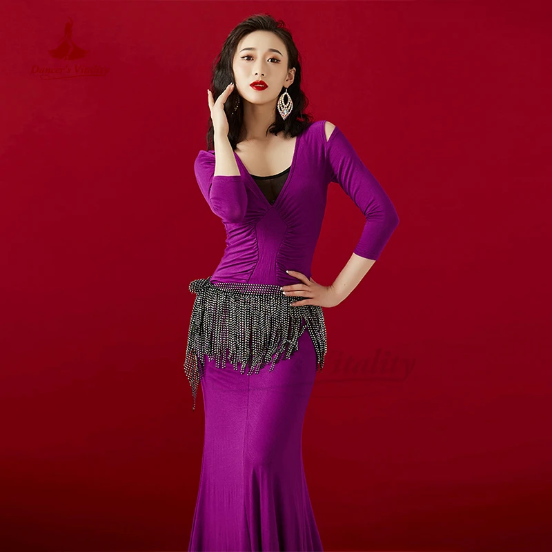 Belly Dance Costume Dress Winter Long Sleeves Training Costume Dance Dress Oriental Group Costume Performance Costume Female