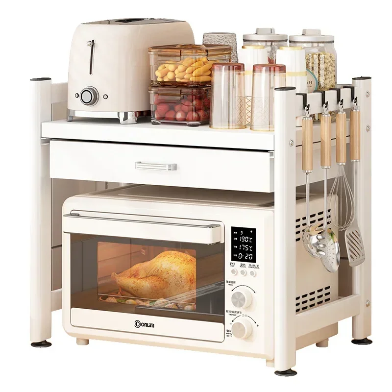 

Multi-Layer Microwave Oven Shelf Kitchen Organization Convenient Drawer Design Stability and Ample Storage Kitchen Rack Hot Sale