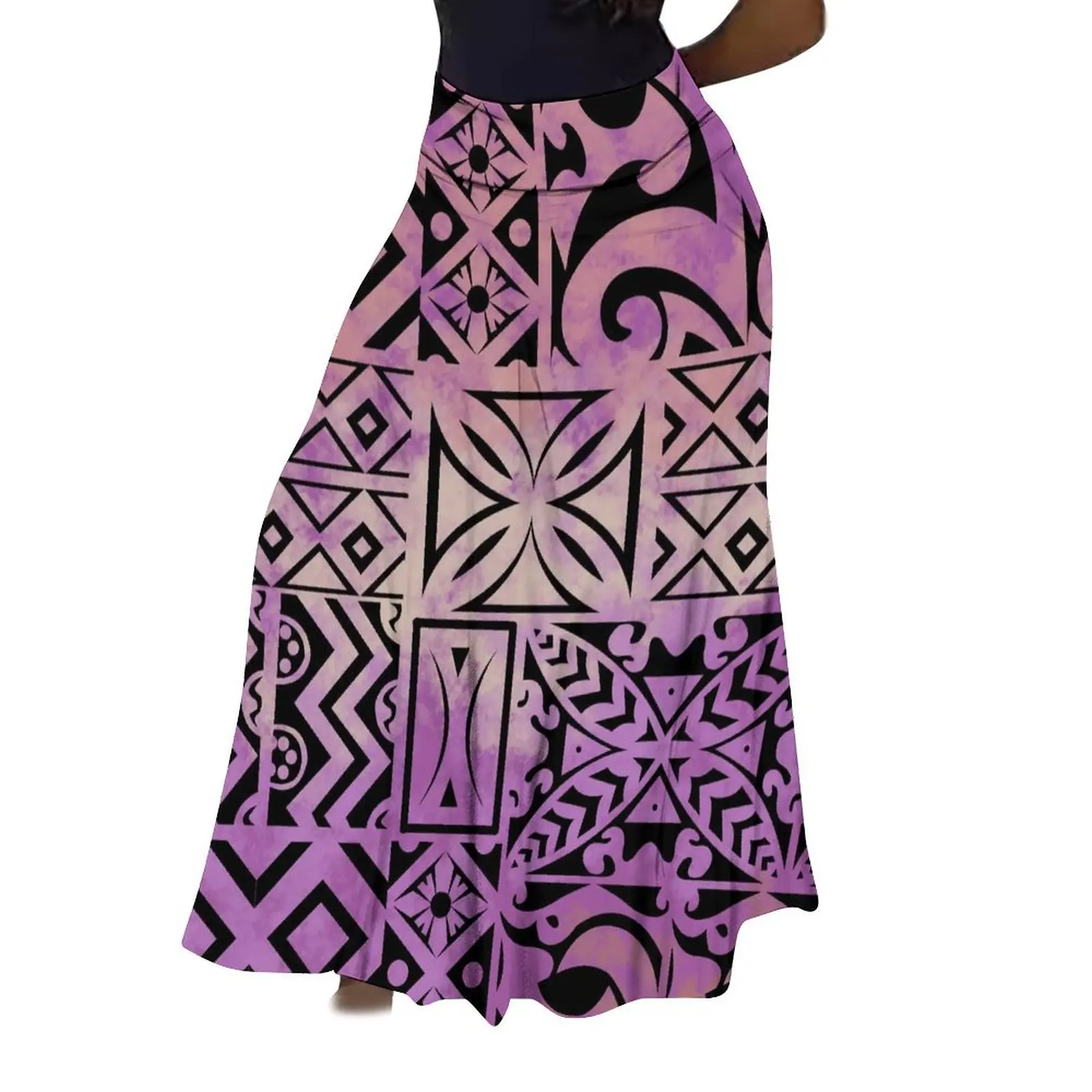 Jupe plissée pour femmes, imprimé polynésien, taille haute, ligne a, longue, jupe de plage de vacances, personnalisée, été 2025