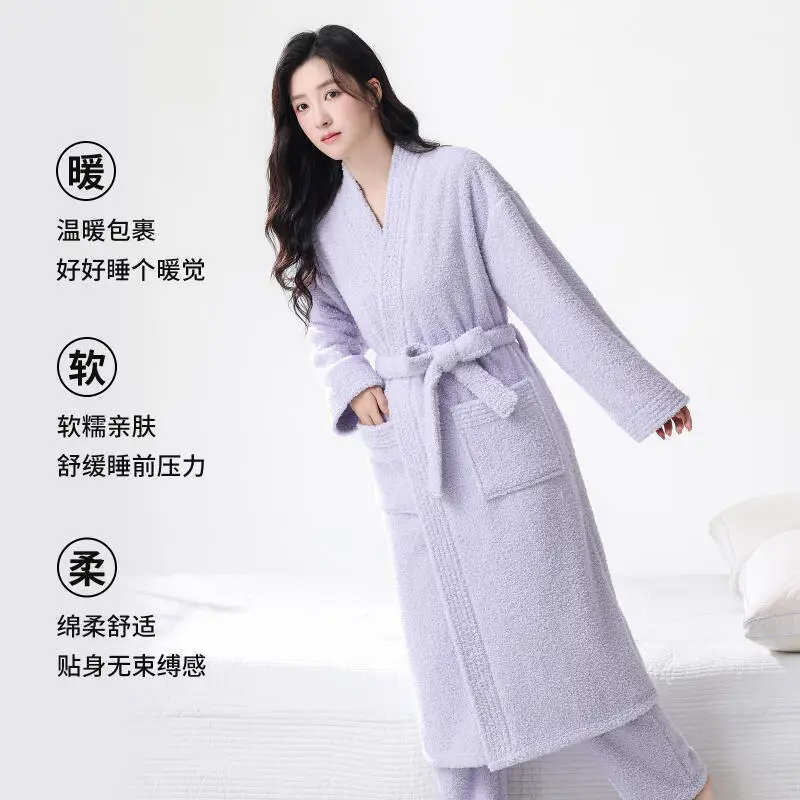 

Женские халаты, платье, халат, пижамный комплект, утолщенная одежда для сна, ночная рубашка, коралловый бархат, милая домашняя одежда, брюки, костюм, осень-зима
