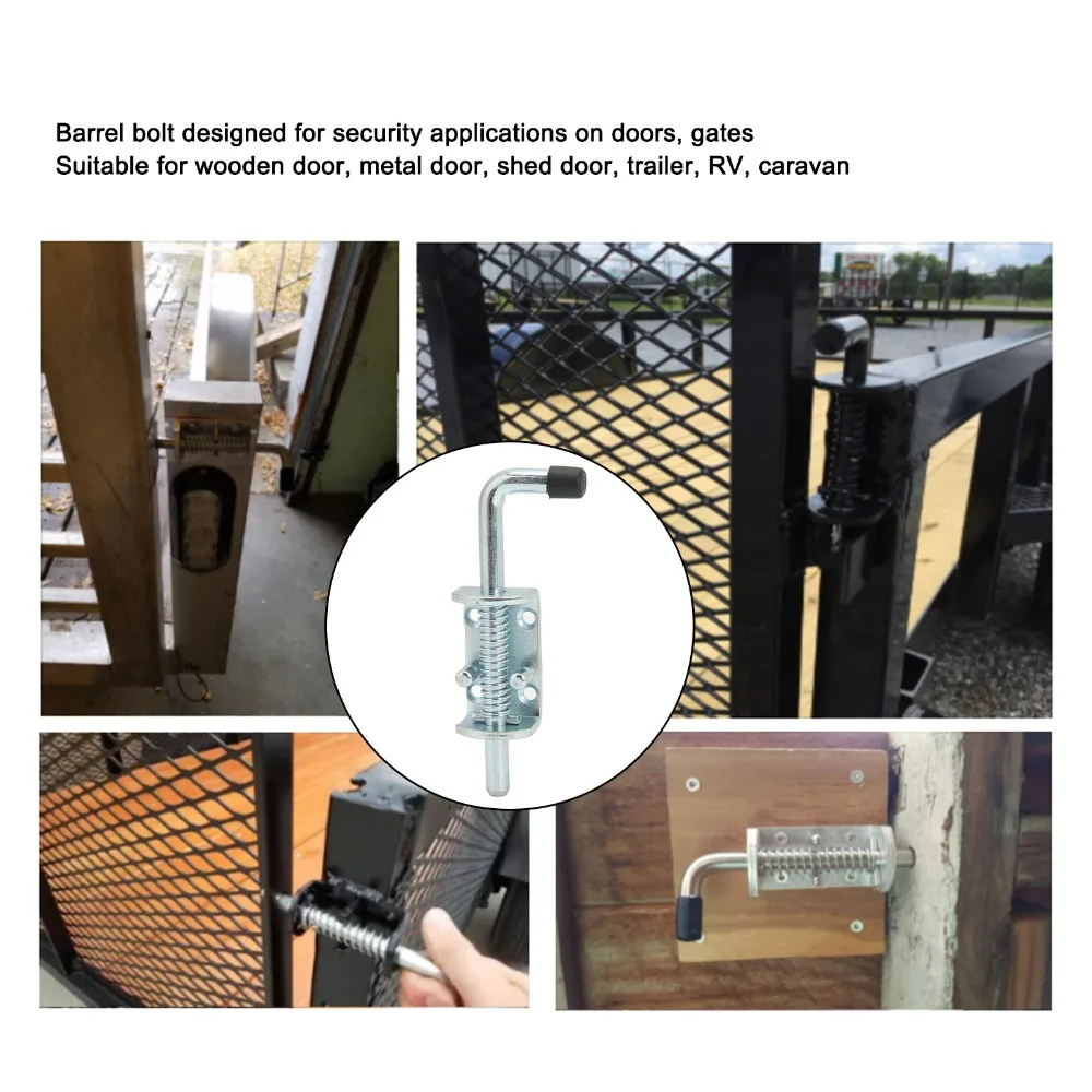 

Прочная фурнитура 12x171 мм, подпружиненная защелка, оцинкованная защелка для ворот прицепа, болт, нагрудная дверь