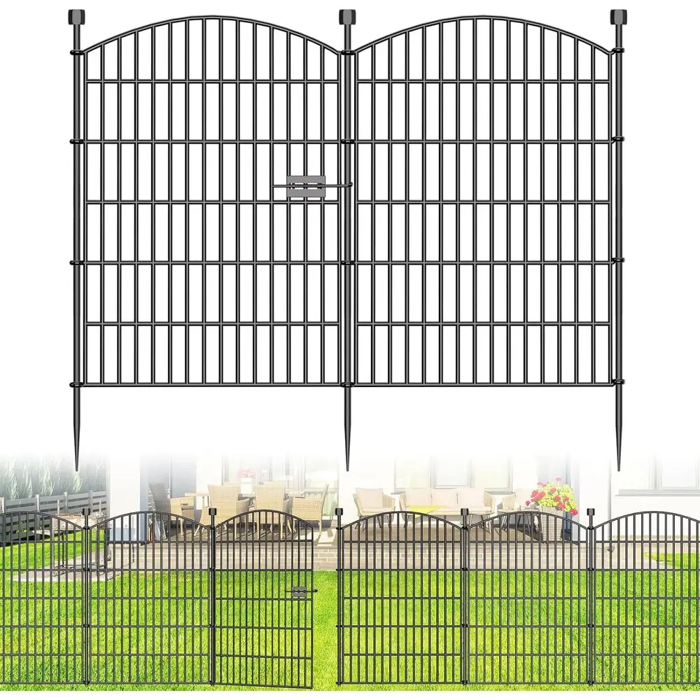 

Декоративный садовый забор с воротами, высотой 40 дюймов и длиной 23,6 фута - устойчивый к ржавчине металлический барьер для улицы, двора, патио или клумбы.