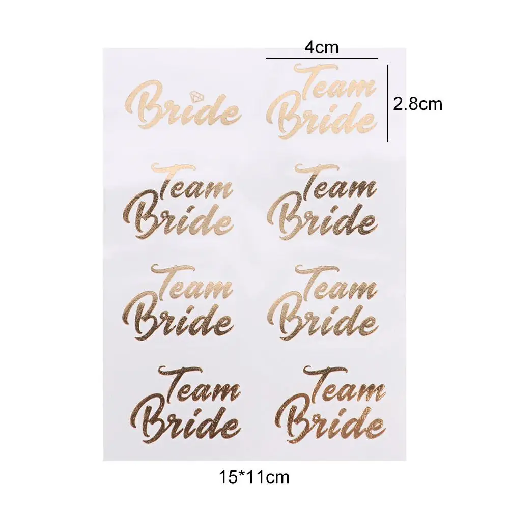 Golden Party Tattoo Stickers Waterproof Temporary Hot Stamping Sticker Creative Exquisite Wedding Bride Stickers Team Bride