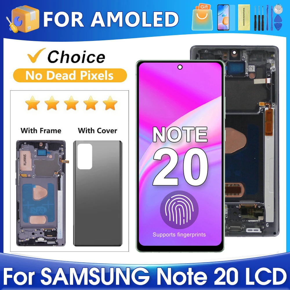 

Note 20, для Samsung AMOLED Note 20 N980 N980F N980F/DS, ЖК-дисплей, сменный преобразователь сенсорного экрана в сборе