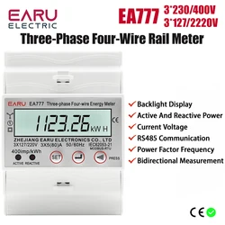 4P 3 Phase 4 Wires Two-way Bilateral Energy Meter  Electricity Usage Meter Din Rail AC 3*230/400V LCD Multifunction Display