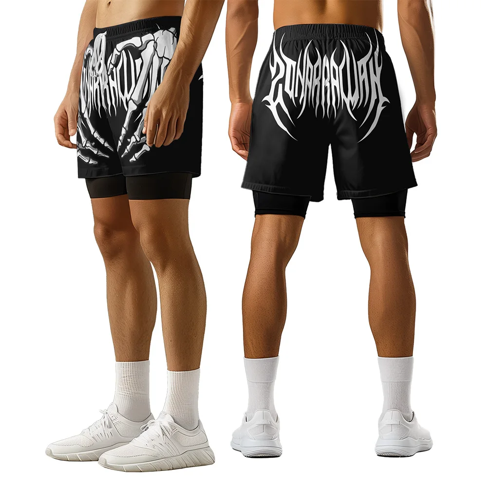 

2024 New original Summer Skeleton Hand 3D Premium printed casual trend sports letters High Street skateboarding camo shorts