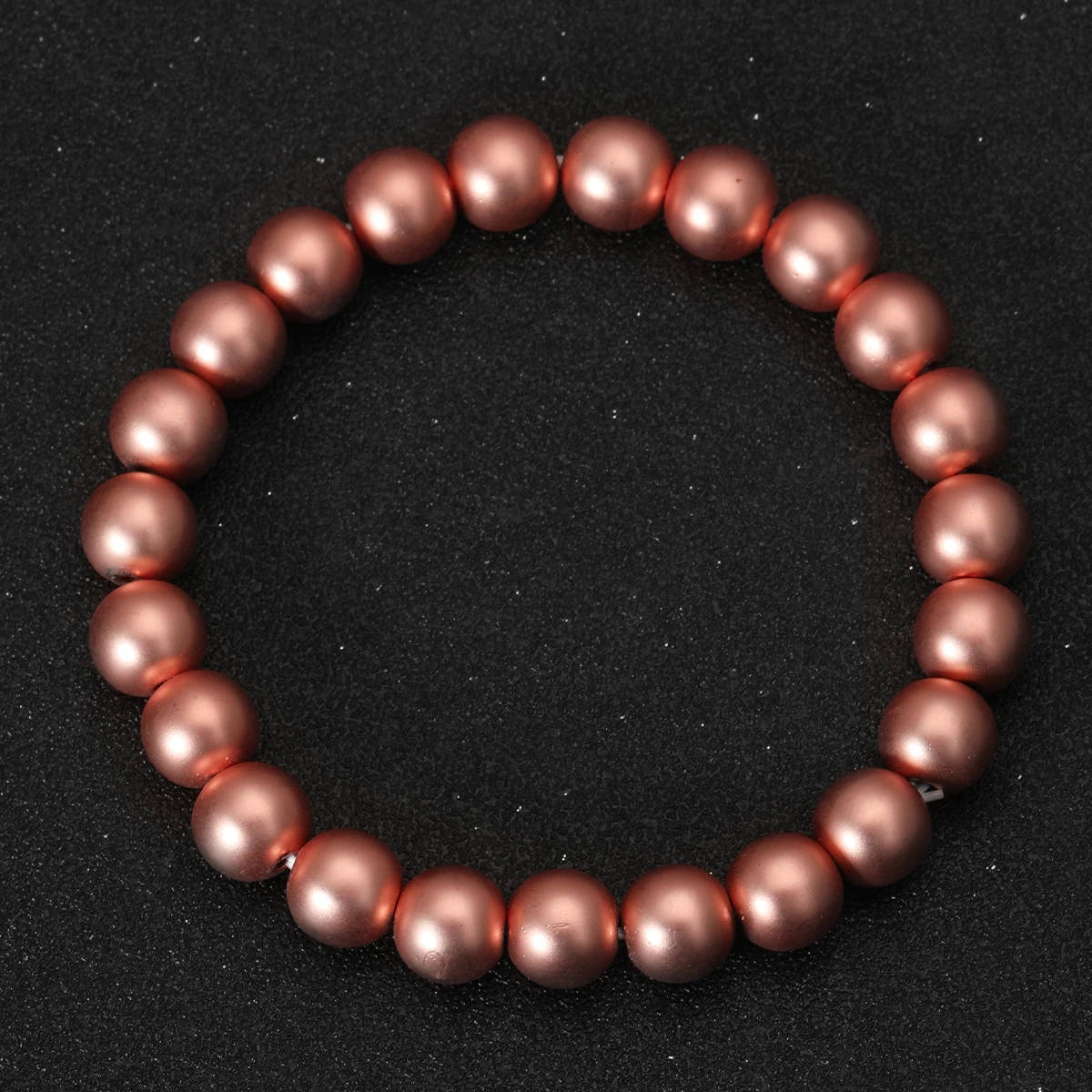 Plated Hematite Stone Bracelets Golden Beaded Stacking Elastic Stretch Handmade Fashion Unisex Jewelry Hawaii Trendy view 6