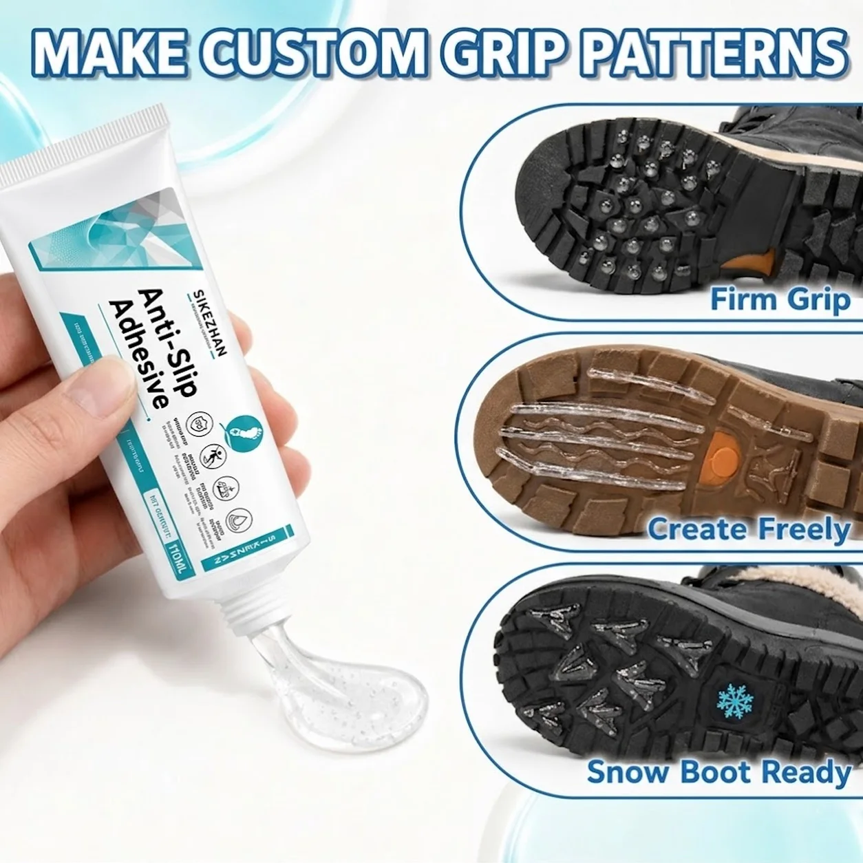 Winter Shoe Sole Anti Slip Adhesive 110ml Clear Grip Repair Gel DIY Traction Coating for Boots Sneakers Outdoor Walking Care