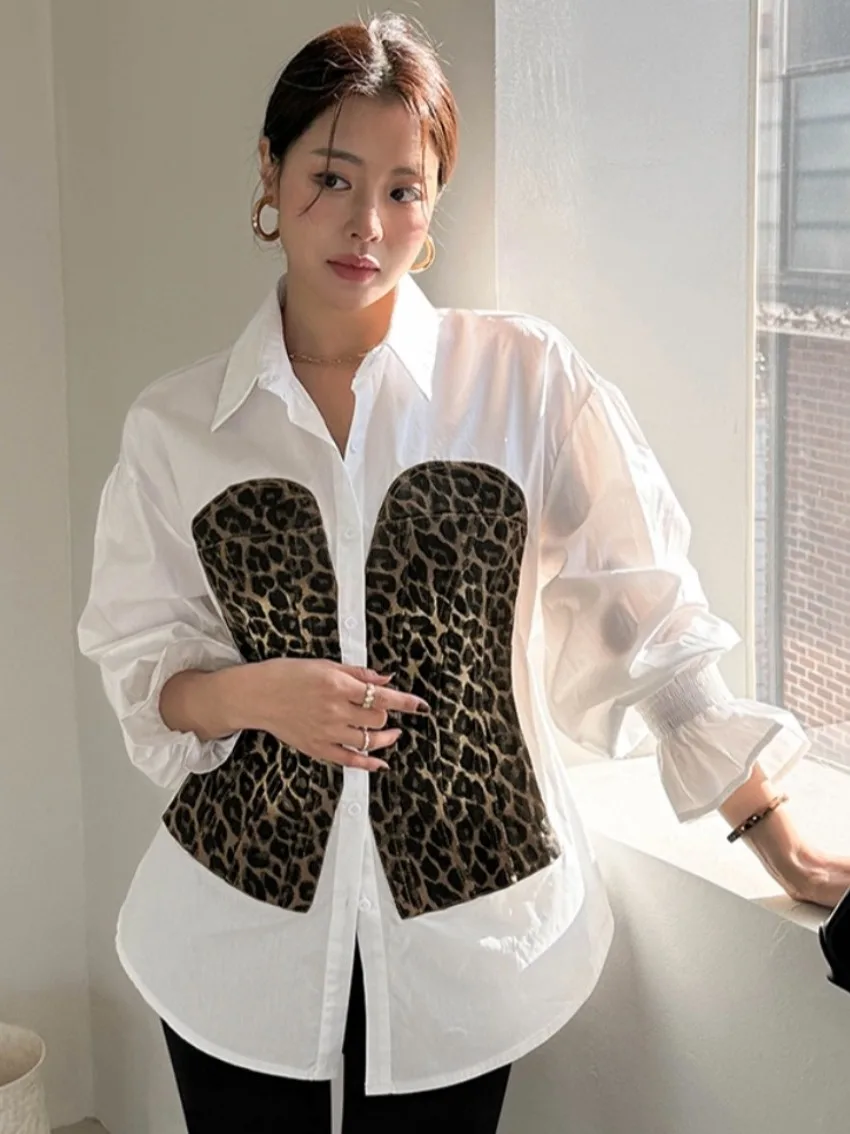 Csa hoada informal de manga larga con estampado de leopardo para mujer, Top de ajuste cómodo con diseño de rayas versáti...