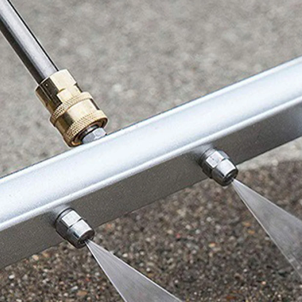 High Pressure Washer Brush 4 Nozzle Ground Cleaner Roller Wheels Floor Surface Washing Tool Quick Connect 1/4 Inch Hose