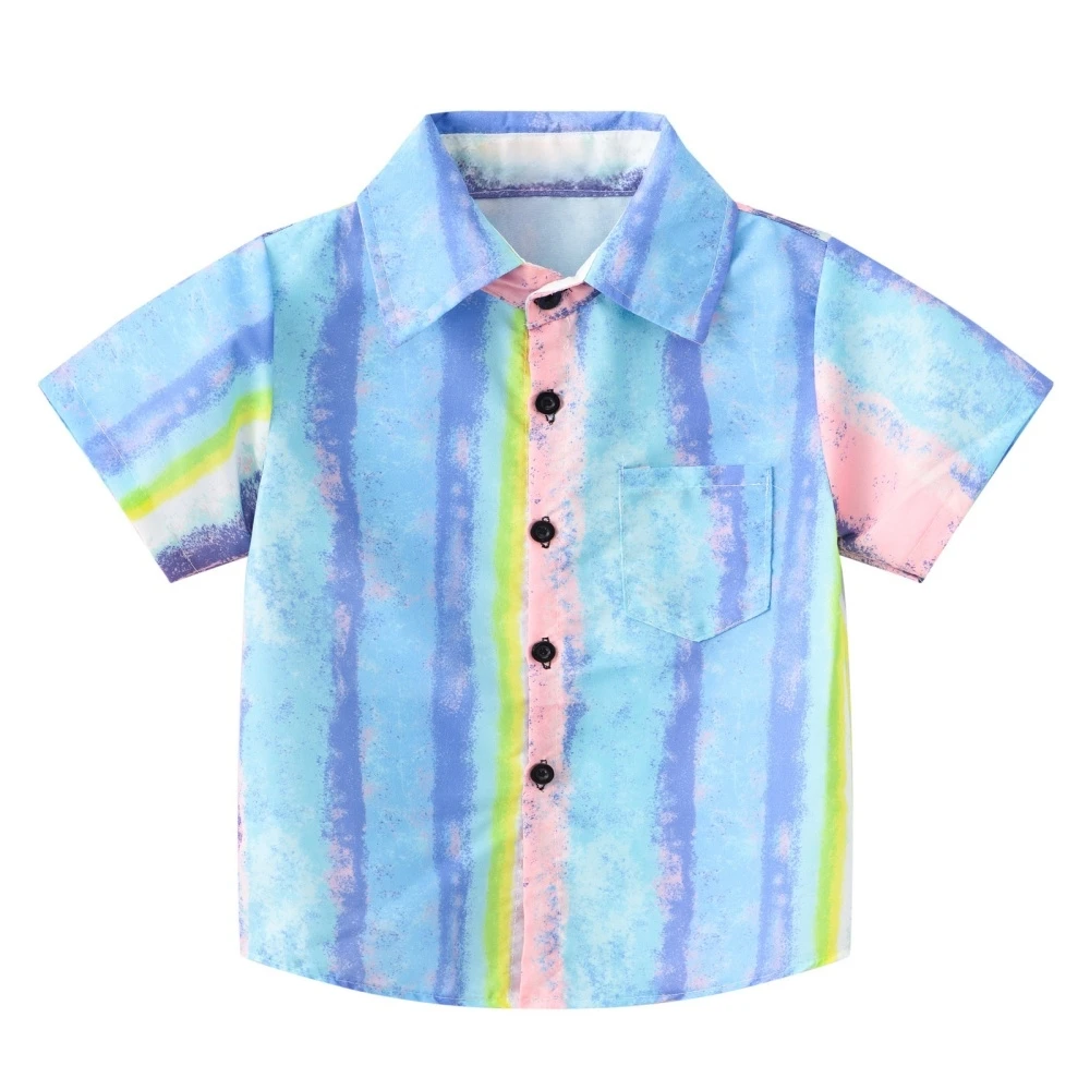 Boys' Shirt Classic Harajuku 3D Print Summer Short Sleeve Shirt Fashion Collar Tops Outdoor Trendy Streetwear Children's Clothes