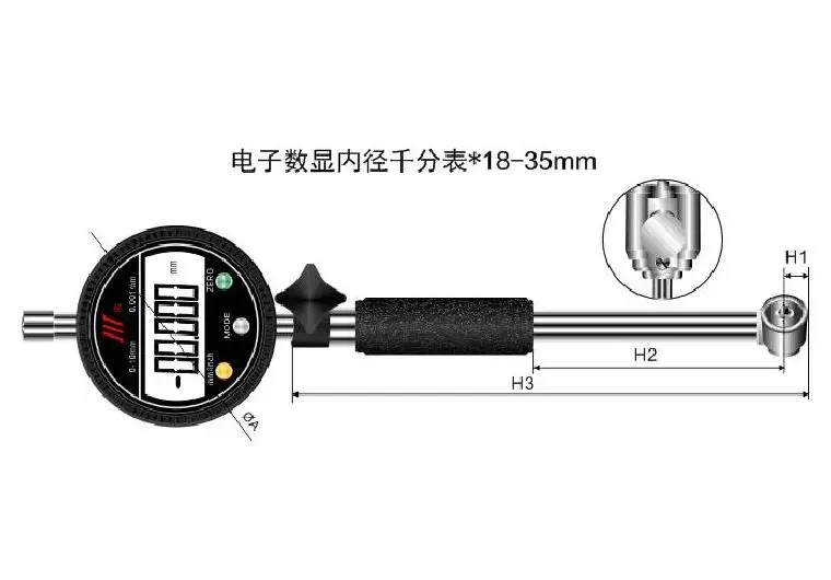 Diametro interno Foro Linea Noioso Staffa rotonda 10 Bar 4 Montaggio frontale 0-18mm 0.001 Indicatore quadrante digitale