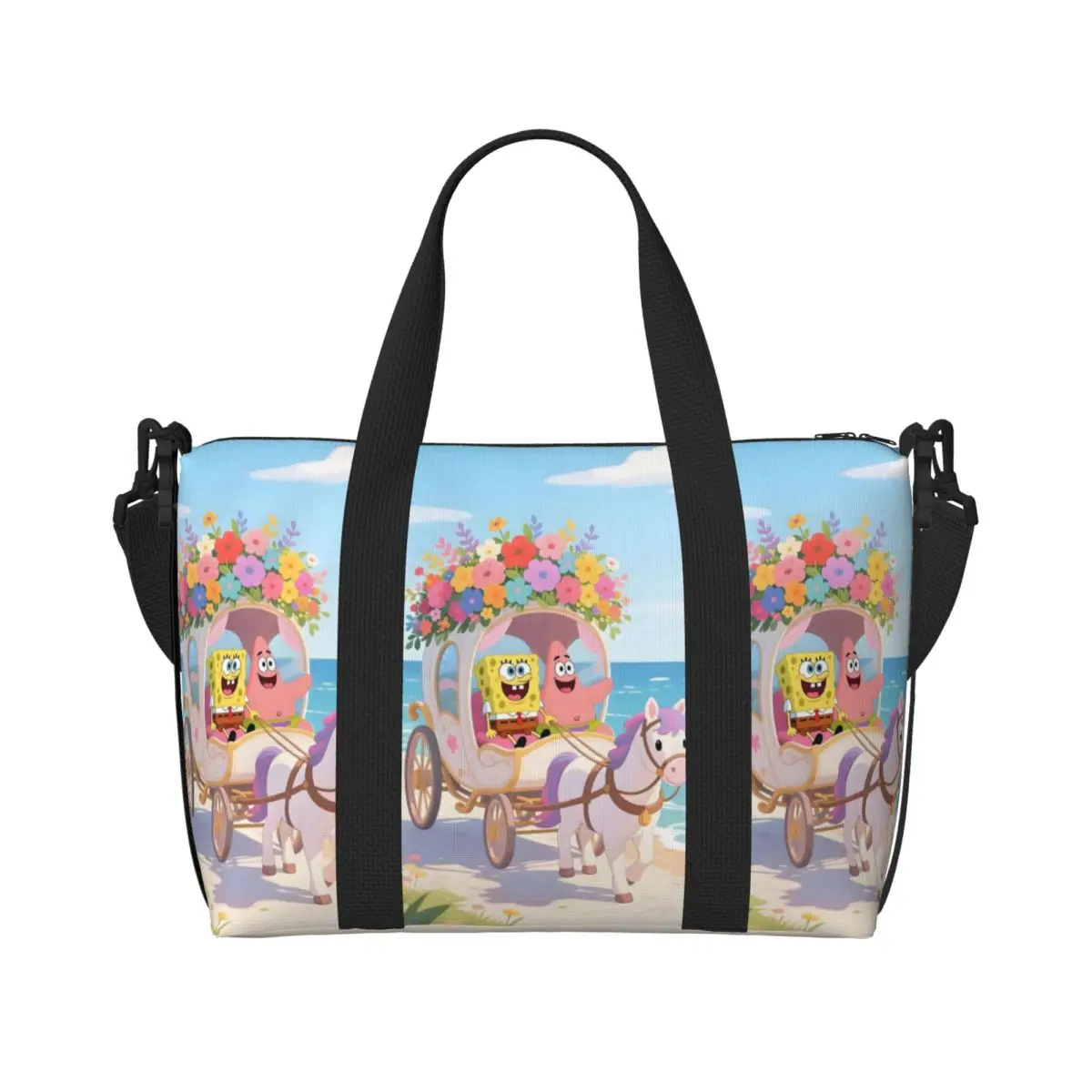 

Пляжная большая сумка на заказ SpongeBobed для женщин, очень большие дорожные сумки для спортзала с милыми героями мультфильмов