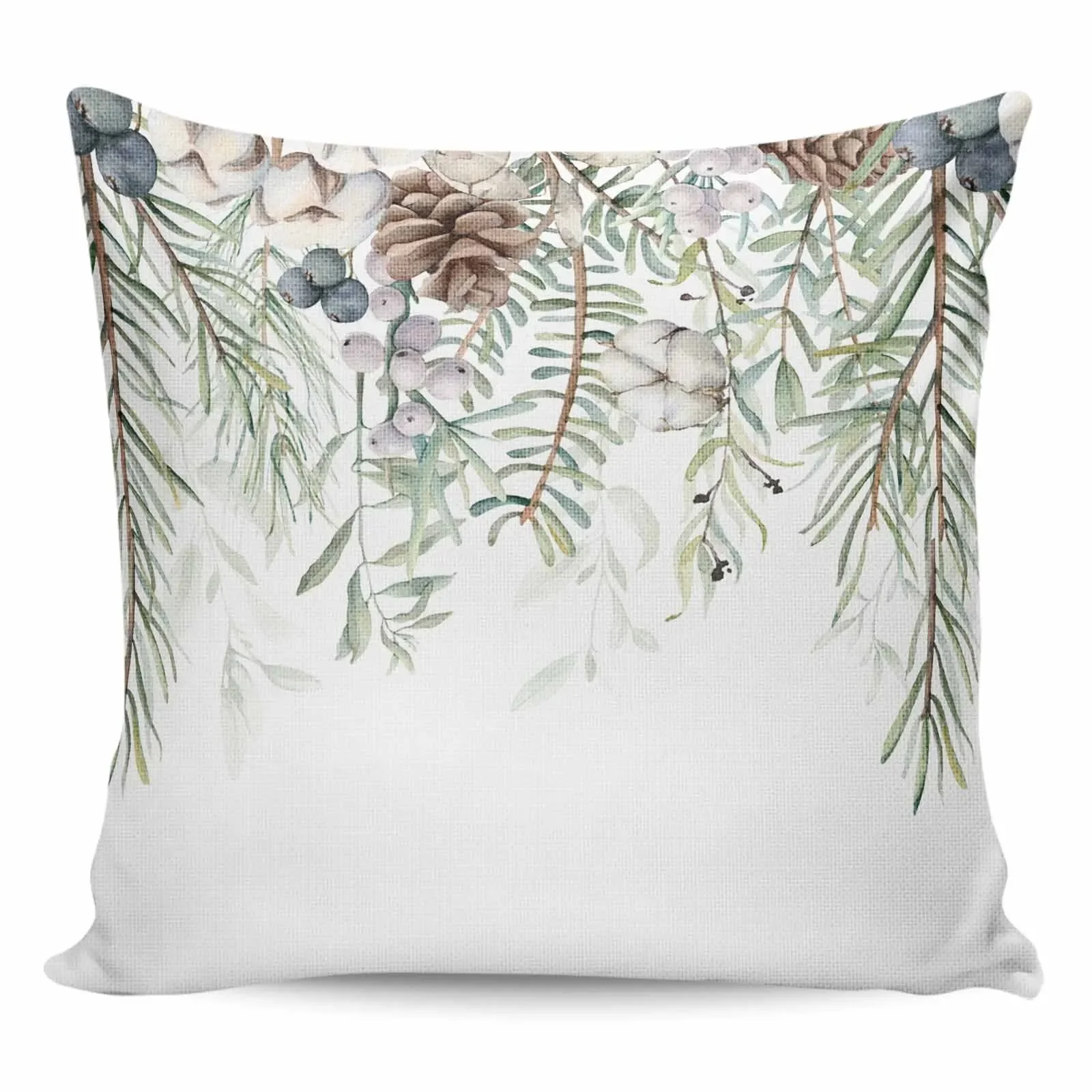 

Pillow Cover Blue Berries Decorative Pillows for Bed Winter Pine Leaves Home Decor Items Pilow Covers Pillowcase Pillowcases