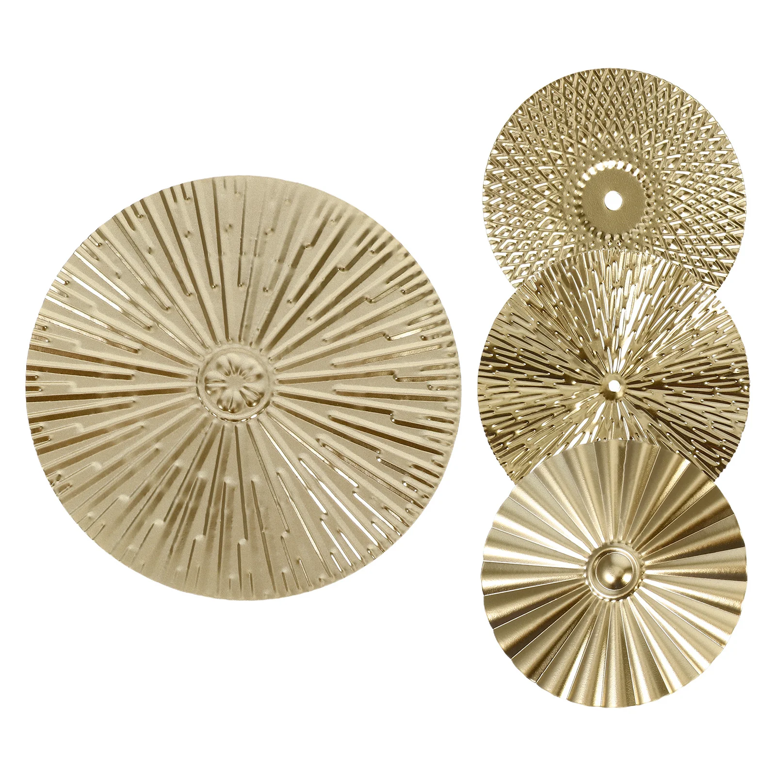 

4Pcs Decorative Wall Hanging Creative Irregular Round Metal Sculptures Modern Gold Sunburst Room Decor Photo Prop