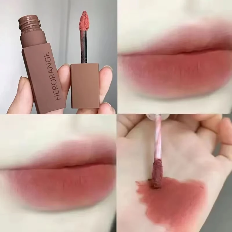 [HERORANGE Matte Velvet Lip Mud Long-Lasting Waterproof Non-Stick Cup Lip Gloss Silky Smooth Soft Mist Lipstick Makeup Cosmetics
