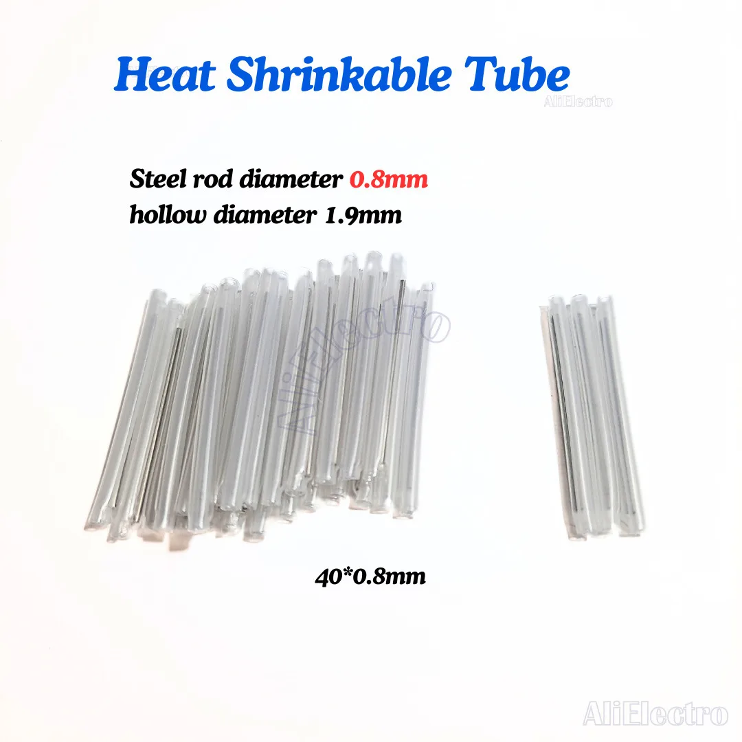 500pcs/lot Heat Shrinkable Tube 40/45/60mm Steel rod diameter 0.8mm 1pin Smoove  Fiber Optic Splice Protector Tubo Cable FTTH