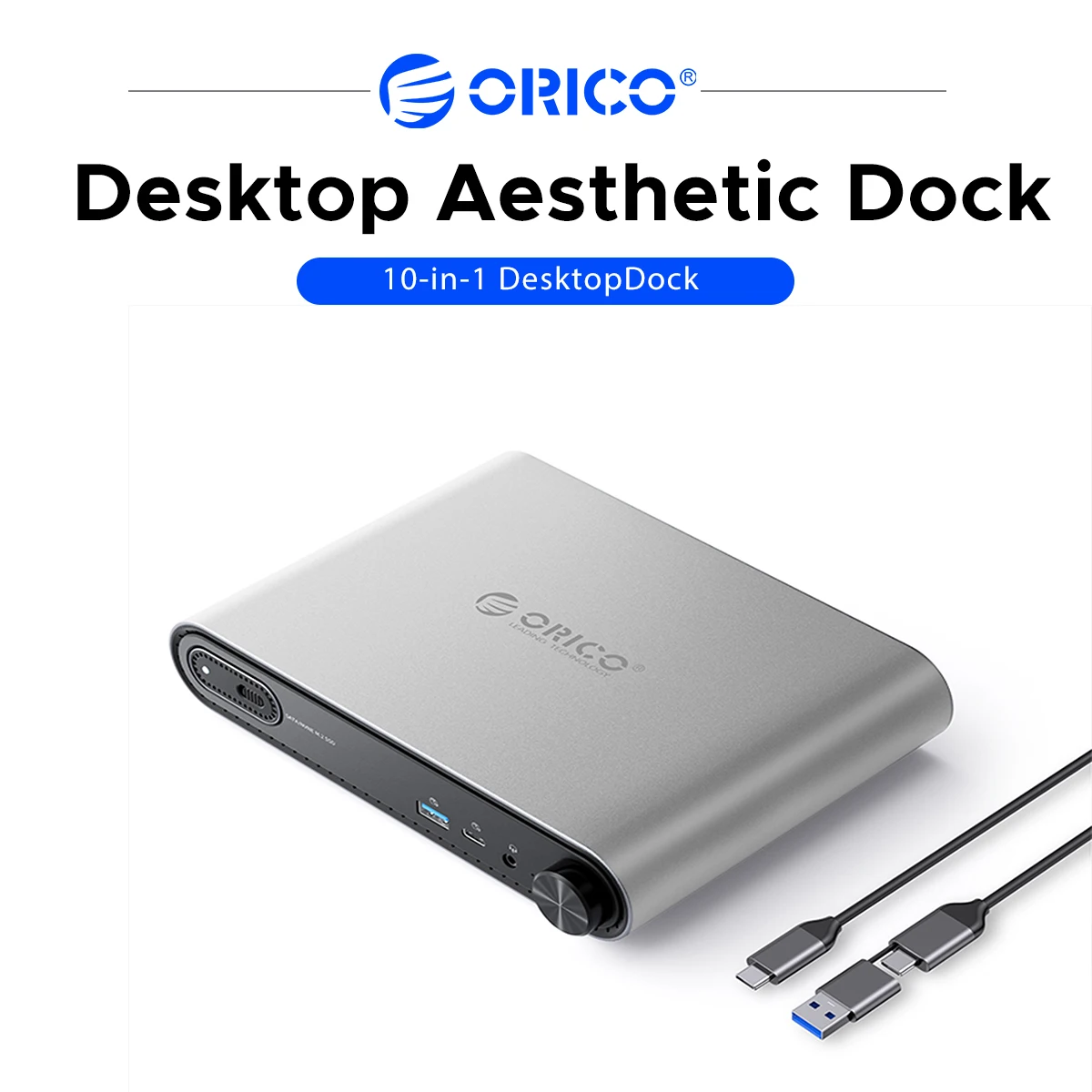 ORICO 10-in-1 USB C Docking Station M.2 SSD Enclosure 10Gbps HDMI 4K PD100W Gigabit Ethernet Hub