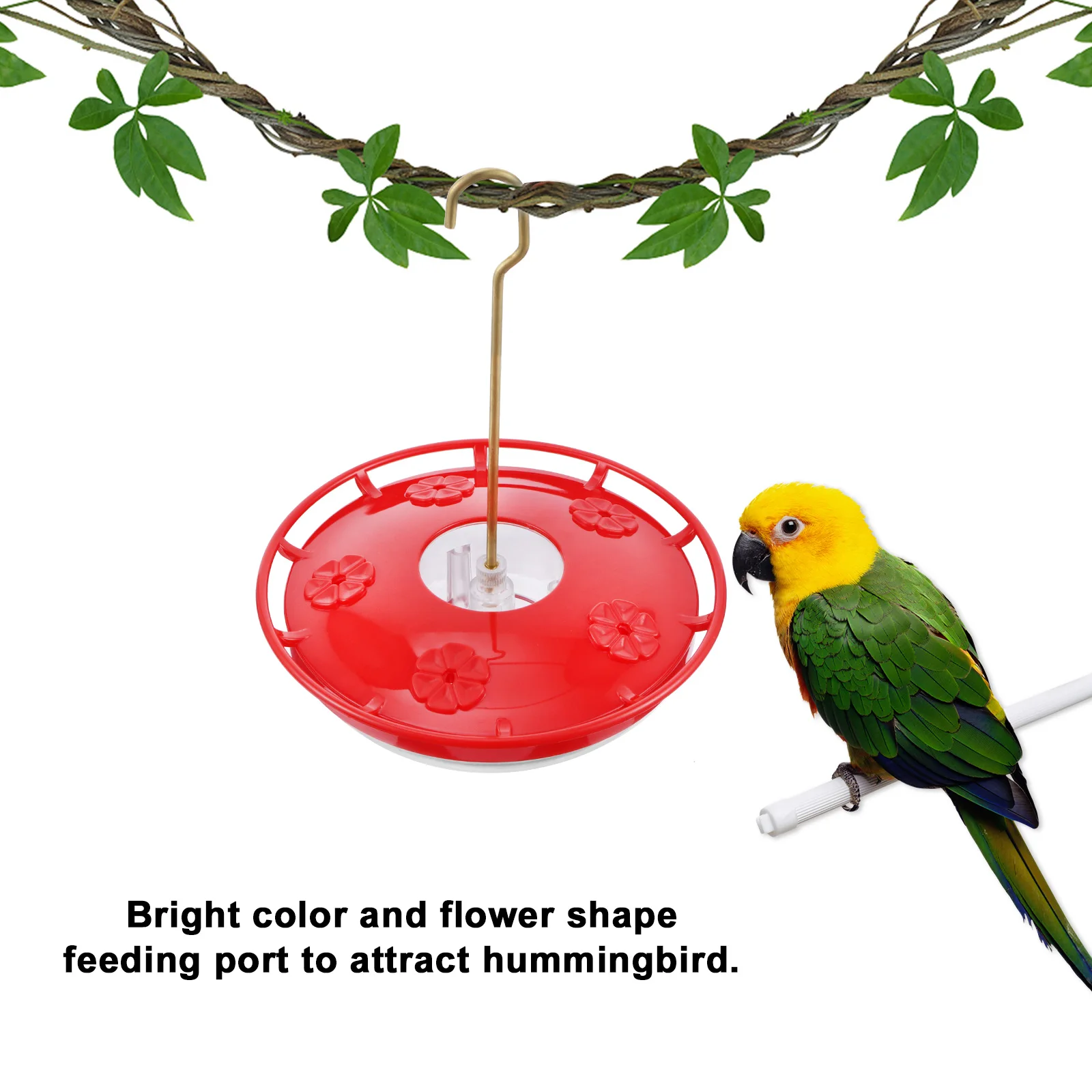 

Hanging Hummingbird Feeder Bird Flower Feeder Outdoor Plastic Garden Feeding Station Birds Supplies Squirrel Proof Design Bright