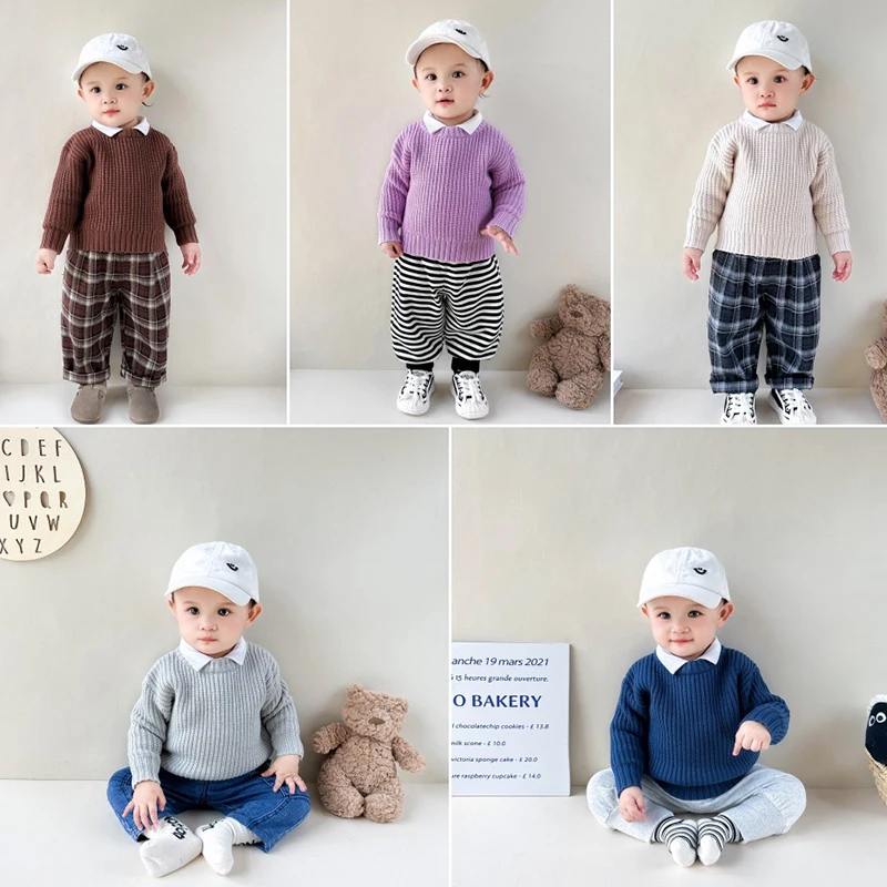 Herbst Jungen Mädchen Pullover Neugeborenen Stricken Tragen Kleinkind Stricken Pullover Tops Frühling Baby Mädchen Jungen Pullover Kinder Pullover