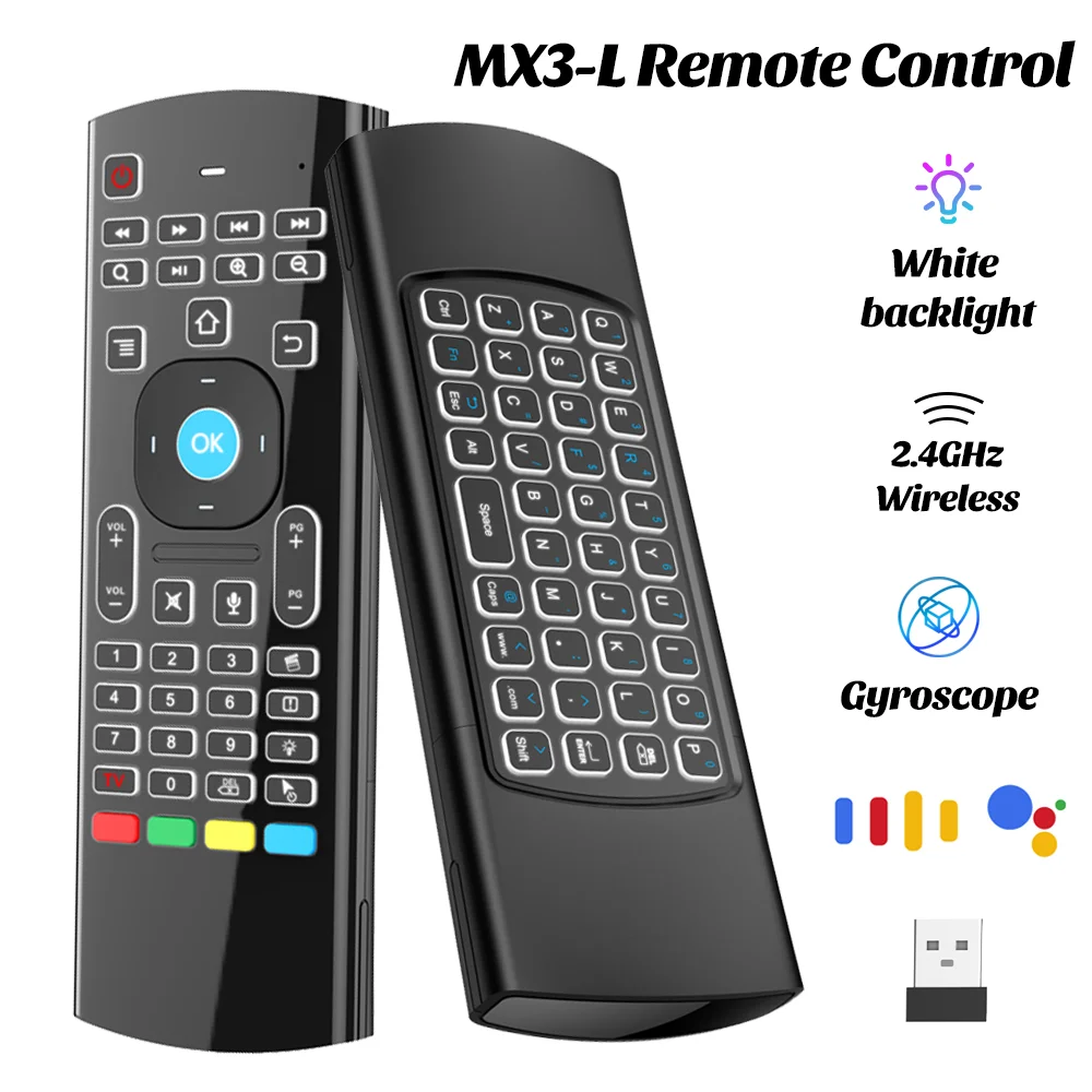 MX3 Voice Remote Control Wireless Air Mouse With Mini Keyboard Backlit Gyro Controller For X96 H96 X96Q Android Smart TV BOX# Co