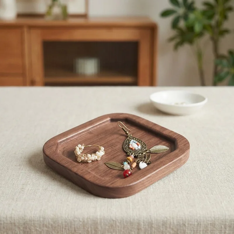 1pc Square Solid Wood Small Tray Used for Jewelry Store Stall Jewelry Storage Tray Display