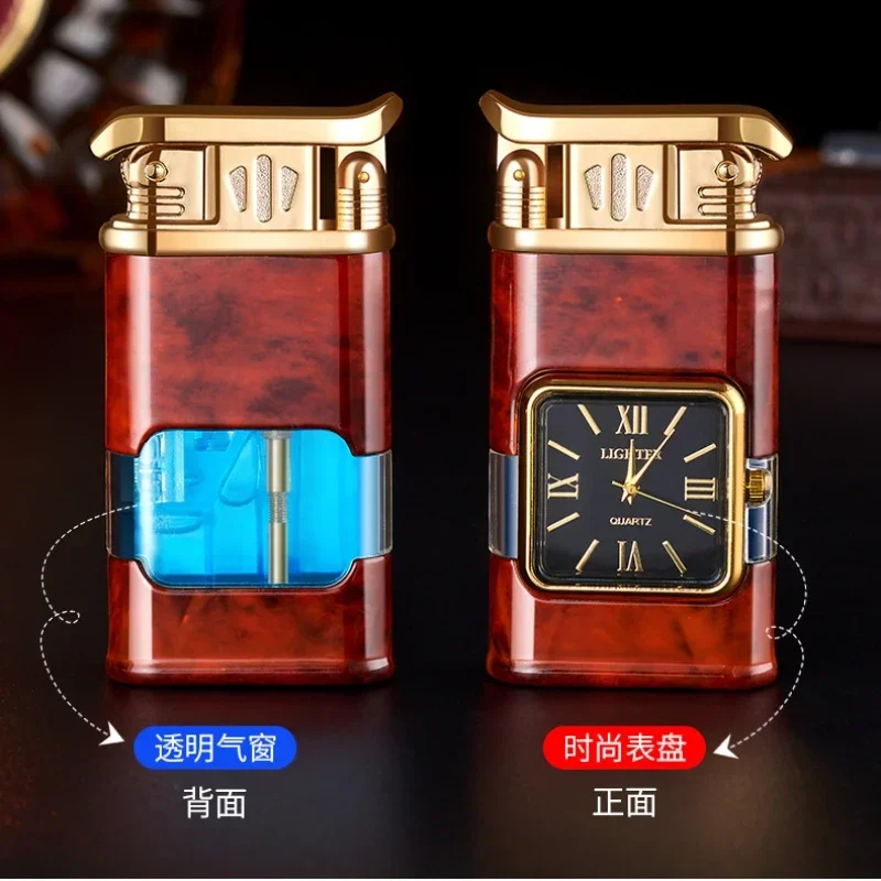 New Multifunctional Lighter with Watch, Personalized Blue Flame Visible Air Chamber, High-end Lighter Gift for Boyfriend