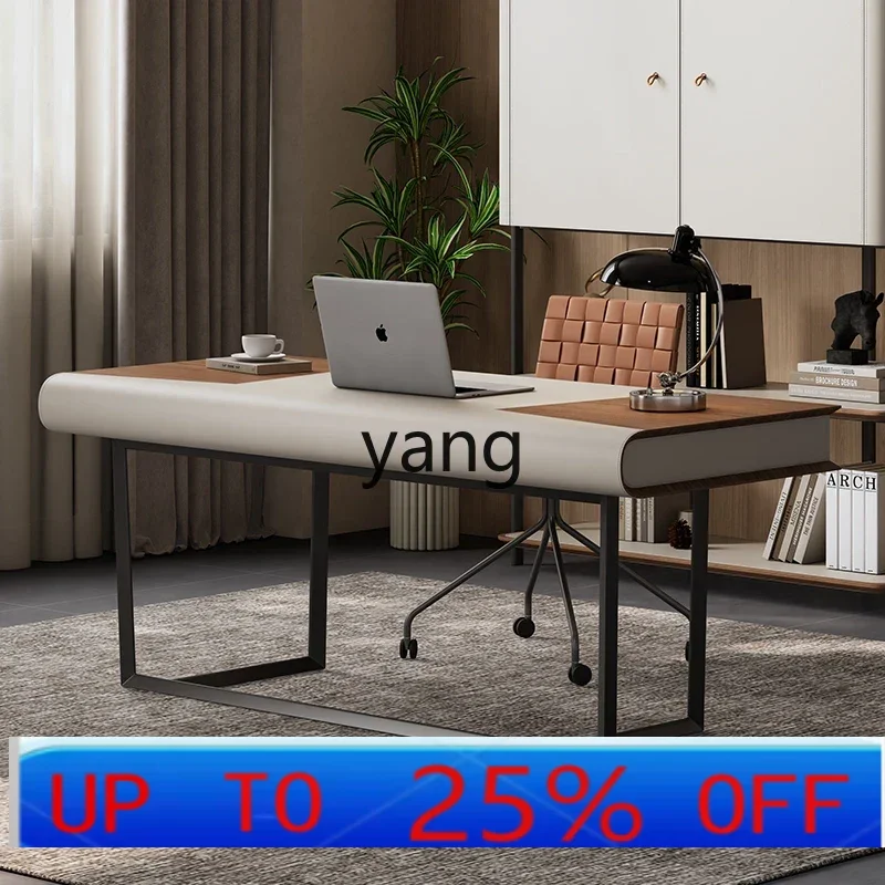 

LTT минималистичный светлый роскошный письменный стол высокого класса атмосферный компьютерный стол из цельного дерева с краской из кожи