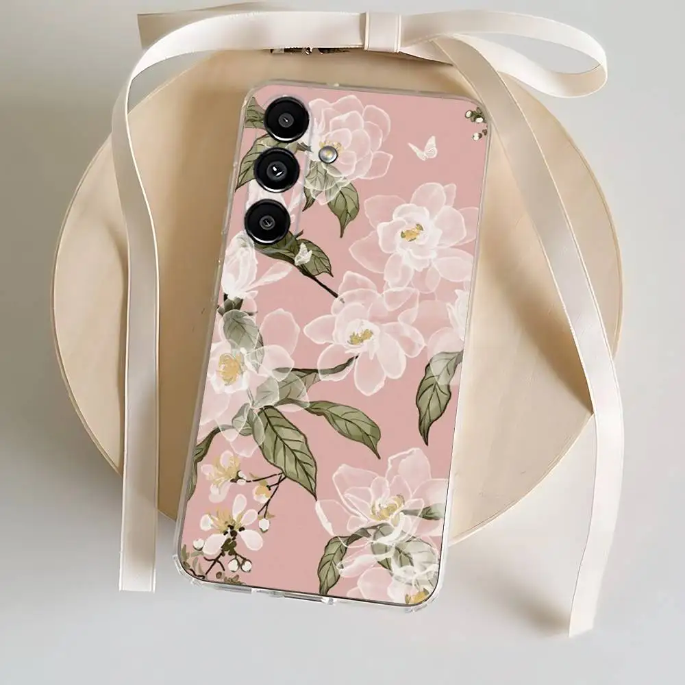 Custodia per telefono con motivi floreali vintage per Samsung S24,30,21,22,23,20 FE,lite,PIus,Ultra,5G,Nota,9.10 Cover trasparente