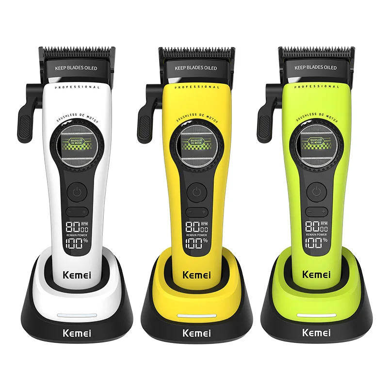 ماكينة قص الشعر الاحترافية من كومي F1 - محرك فائق مع ماكينة تشذيب خارجية بدون فرش، ماكينة حلاقة كهربائية للرجال KM-1593