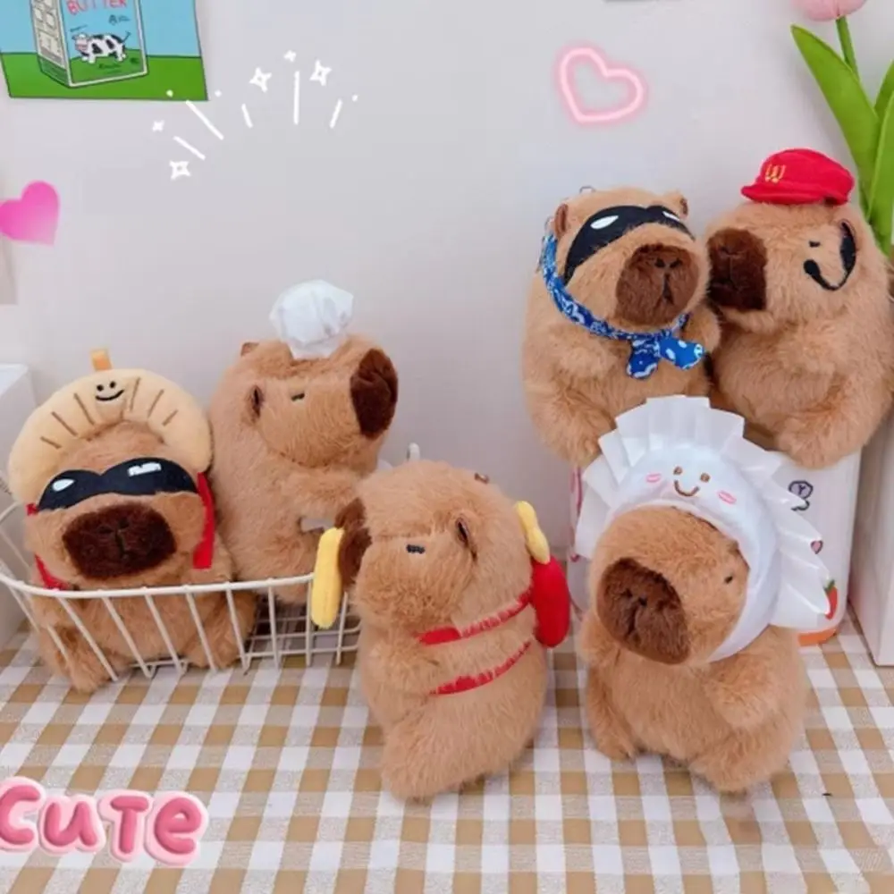 Porte-clés en peluche Capybara pour cuisine, dessin animé, beurre farci, simulation, conflicornement, porte-clés, sac à dos, pendentif