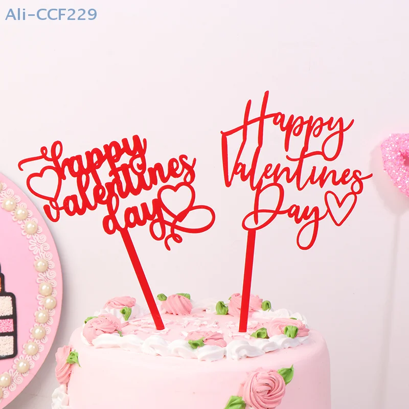 Valentine’s Day Cake Decor,Plastic Cupcake Topper Red Love Letter Happy Valentine Party Decor For Home 2025 Celebrate