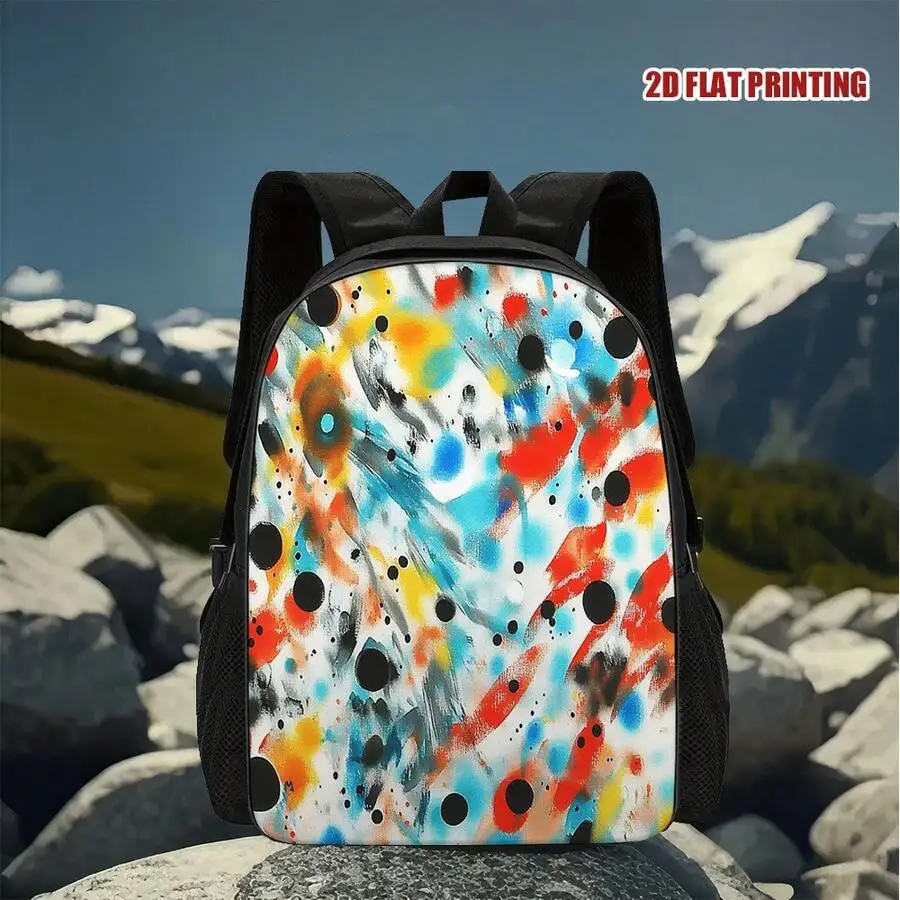 

Colorful Abstract Swirl Pattern Backpack For Adults, Stylish Casual Daypack With Zipper Closure