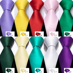 100 colori solido seta uomo cravatta Set rosso blu rosa oro viola verde Teal bordeaux giallo matrimonio cravatta fazzoletto gemelli