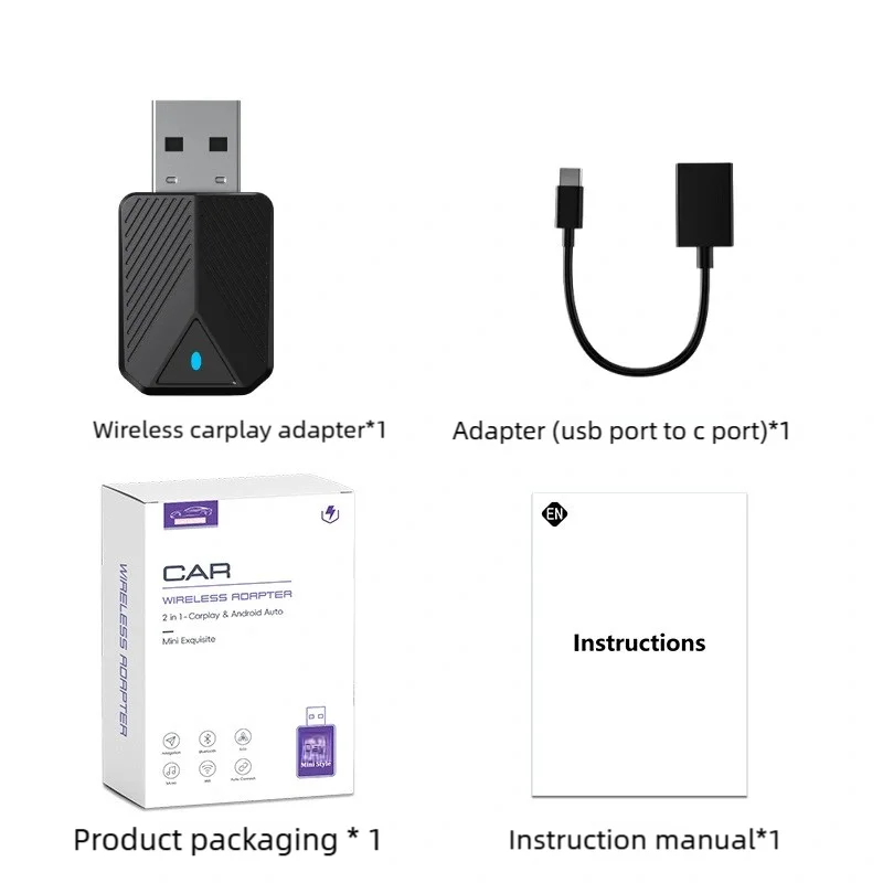 Беспроводной адаптер CarPlay 2025 2 в 1, беспроводной адаптер Carplay Plug & Play, адаптер Carplay и автомобильный беспроводной адаптер Android