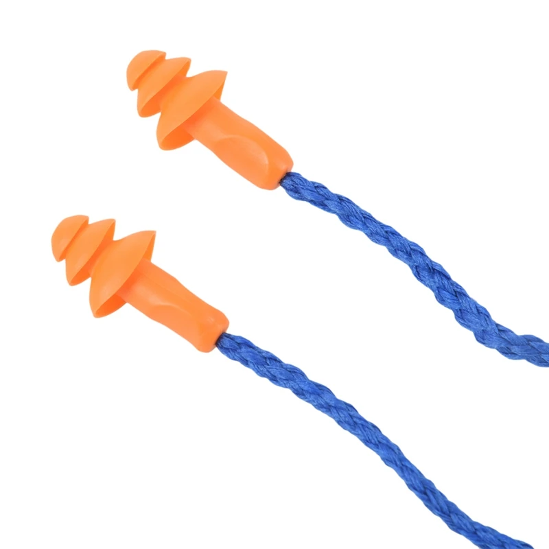 やわらかいシリコン耳栓,20個,安全耳栓,コード付き保護イヤーマフ,ホームスリーピングブルーオレンジ