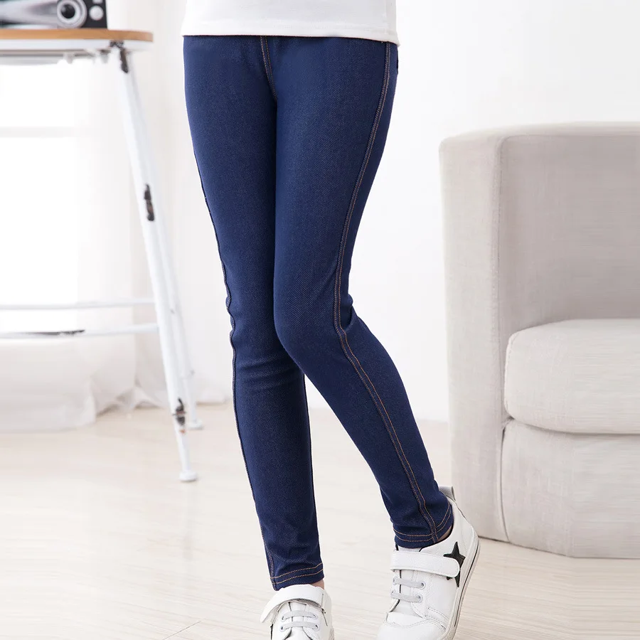 Spring Autumn Girl Pants Imitation Jeans For Girls Leggings Slim Pencil Pants For Children Kids Age 4-13Years