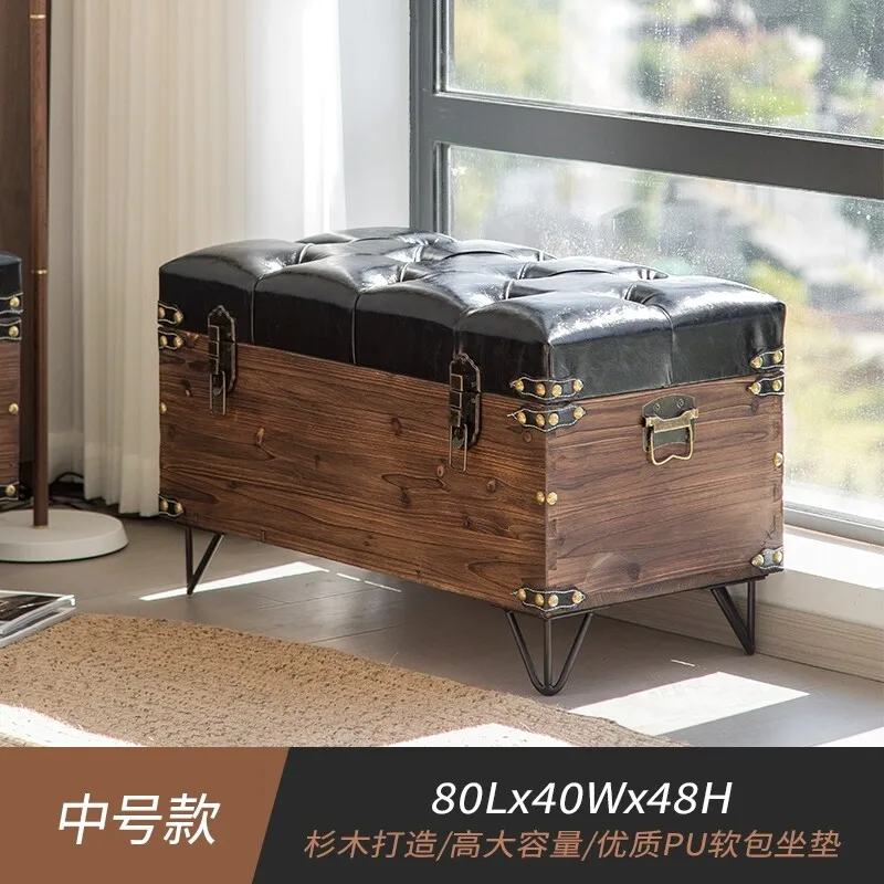 For Storage Stool Homestay Storage Stool Solid Wood Coffee Shop Leather Stool Clothing Store Shopping Mall Creative Shoe