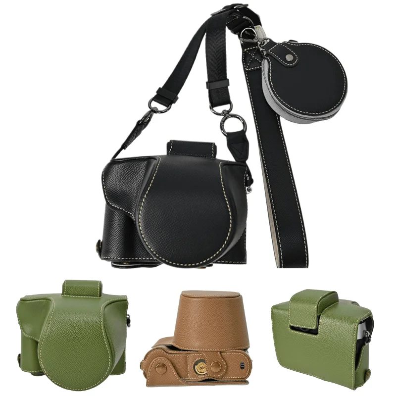 Luxury PU Leather Camera Bag For Fujifilm XT50 X-T50 Full Protective Base Shoulder Neck Strap Camera Case with 14-45mm Lens