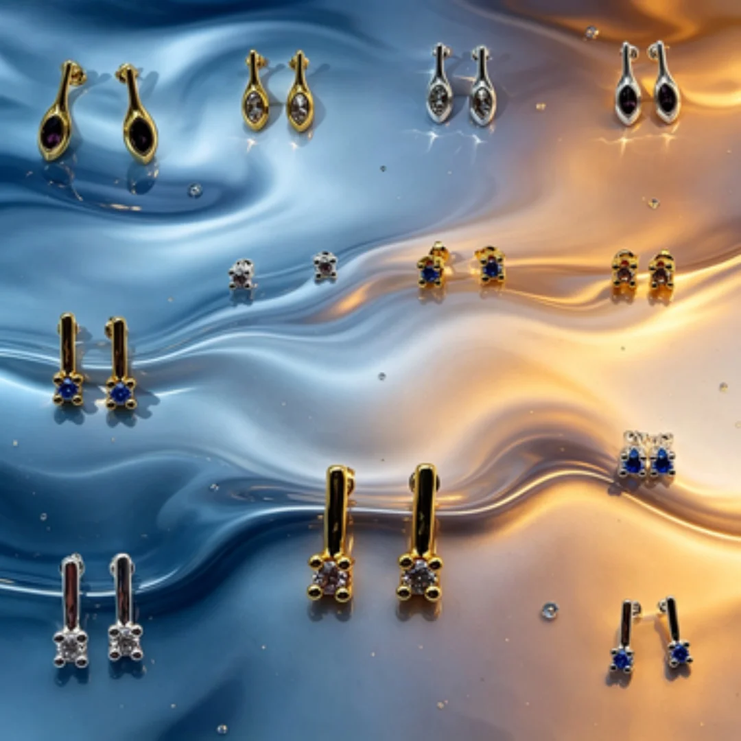 

High end gemstone inlaid earrings with multiple styles to choose from, suitable for daily commuting wear